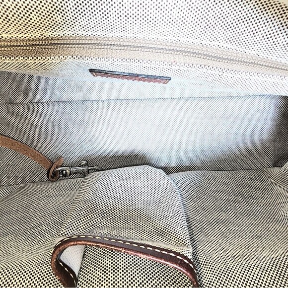 Vintage Dooney & Bourke Brown Leather & Tan Monogram Canvas Satchel 12.5"X7.5"X5 - Picture 8 of 14